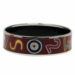 Hermes Wide Multicolor Printed Enamel Bangle Bracelet For Women -Deals Hermes Store luxury women hermes used accessories p56792 003