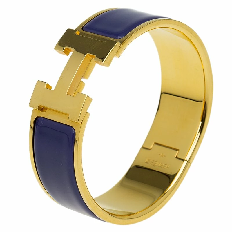Hermes Clic Clac H Wide Purple Enamel Gold-Plated Bracelet For Women 4 Hermes Clic Clac H Wide Purple Enamel Gold-Plated Bracelet For Women - Image 2