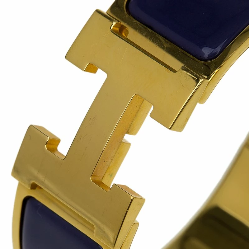 Hermes Clic Clac H Wide Purple Enamel Gold-Plated Bracelet For Women 7 Hermes Clic Clac H Wide Purple Enamel Gold-Plated Bracelet For Women - Image 5