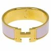 Hermes Clic Clac H Wide Pink Enamel Gold-Plated Bracelet For Women -Deals Hermes Store luxury women hermes used accessories p56839 001