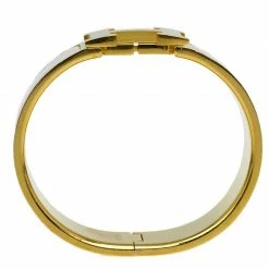 Hermes Clic Clac H Wide Pink Enamel Gold-Plated Bracelet For Women -Deals Hermes Store luxury women hermes used accessories p56839 004