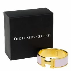 Hermes Clic Clac H Wide Pink Enamel Gold-Plated Bracelet For Women -Deals Hermes Store luxury women hermes used accessories p56839 007