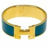 Hermes Clic Clac H Wide Duck Blue Enamel Gold-Plated Bracelet PM For Women -Deals Hermes Store luxury women hermes used accessories p56840 001