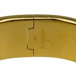 Hermes Clic Clac H Wide Duck Blue Enamel Gold-Plated Bracelet PM For Women -Deals Hermes Store luxury women hermes used accessories p56840 006