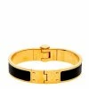 Hermes Hermès Black Lizard Leather Gold Plated Narrow Hinged Bracelet For Women -Deals Hermes Store luxury women hermes used accessories p569427 1641278469 006