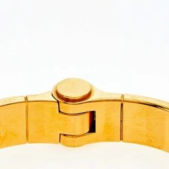 Hermes Hermès Black Lizard Leather Gold Plated Narrow Hinged Bracelet For Women -Deals Hermes Store luxury women hermes used accessories p569427 1641278483 007