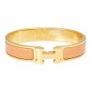 Hermes Hermès Clic H Gold Plated Rose Florida Enamel Narrow PM Bracelet For Women -Deals Hermes Store luxury women hermes used accessories p569942 001