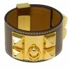 Hermes Hermès Collier De Chien Calfskin Leather Gold Plated Bracelet For Women