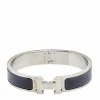 Hermes Clic H Narrow Grey Enamel Palladium Plated Bracelet PM For Women -Deals Hermes Store luxury women hermes used accessories p573584 001