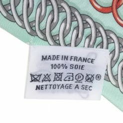 Hermes Green & Blue Chain Print Silk Twilly For Women -Deals Hermes Store luxury women hermes used accessories p574598 003