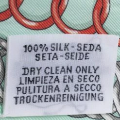 Hermes Green & Blue Chain Print Silk Twilly For Women -Deals Hermes Store luxury women hermes used accessories p574598 007