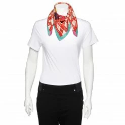 Hermes Hermés Multicolor H En Voyage Silk Square Scarf For Women -Deals Hermes Store luxury women hermes used accessories p574786 001
