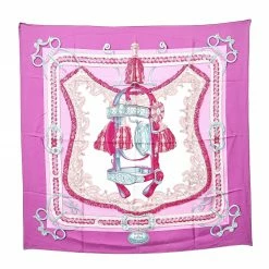 Hermes Hermés Purple Bride De Cour Printed Silk Square Scarf For Women