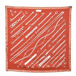 Hermes Orange Chaines & Gourmettes Printed Silk Square Scarf For Women