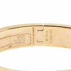 Hermes Clic H Gold Plate Black Enamel Cuff Bracelet PM For Women -Deals Hermes Store luxury women hermes used accessories p576755 004