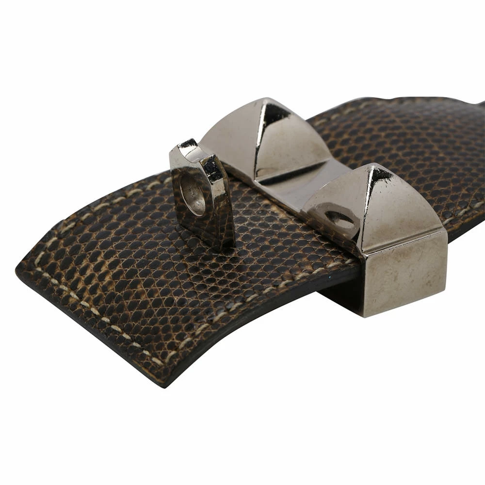 Hermes Brown Leather Lizard Collier De Chien Wide Bracelet For Women 10 Hermes Brown Leather Lizard Collier De Chien Wide Bracelet For Women - Image 8