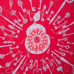 Hermes Hermès Pink Les Cles Silk Square Scarf For Women -Deals Hermes Store luxury women hermes used accessories p581622 002