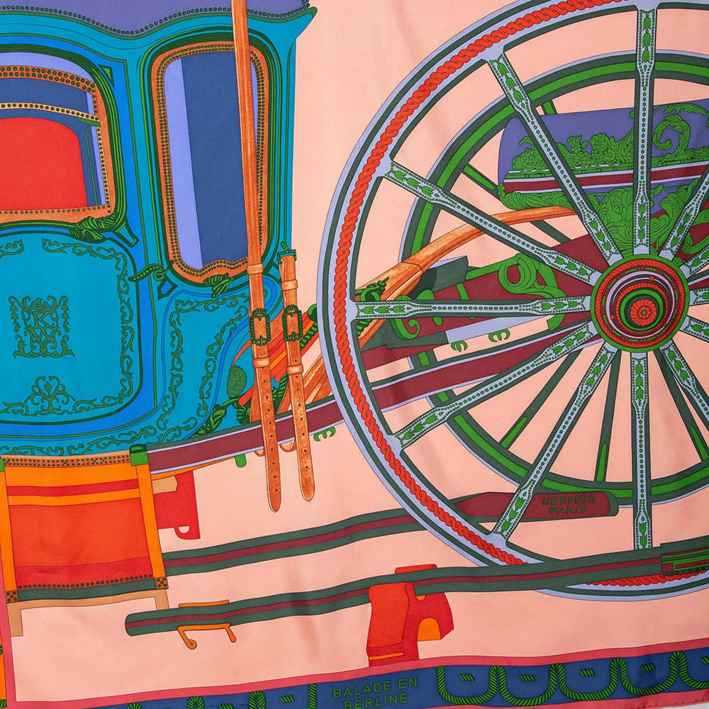 Hermes Hermès Multicolored Balade En Berline Printed Silk Scarf For Women 5 Hermes Hermès Multicolored Balade En Berline Printed Silk Scarf For Women - Image 3