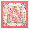 Hermes Pink Printed Tropiques Silk Scarf For Women