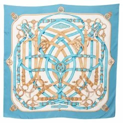 Hermes Blue Cavalcadour Silk Square Scarf For Women