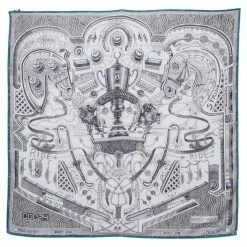 Hermes Hermès Grey The Winner Is Cashmere Silk Scarf For Women