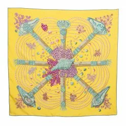 Hermes Hermès Yellow Chemins De Corail Silk Scarf For Women