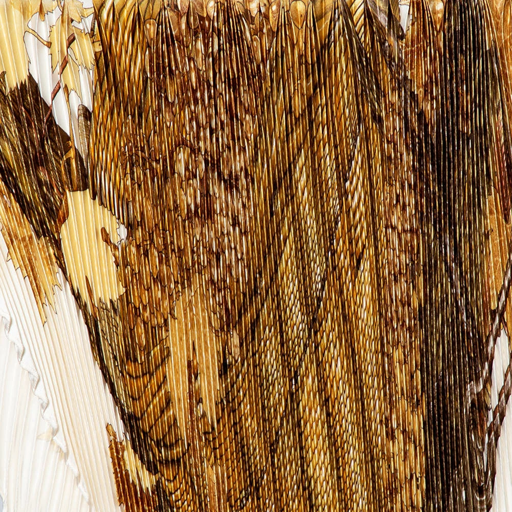 Hermes Hermès Cream Vendanges Printed Silk Plisse Scarf For Women 5 Hermes Hermès Cream Vendanges Printed Silk Plisse Scarf For Women - Image 3