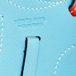 Hermes Orange Poppy/Blue Jean Swift Leather Paddock Selle Saddle Bag Charm For Women -Deals Hermes Store luxury women hermes used accessories p584606 001