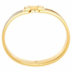 Hermes Clic H Gold Plated Black Enamel Cuff Bracelet PM For Women 12 Hermes Clic H Gold Plated Black Enamel Cuff Bracelet PM For Women -Deals Hermes Store luxury women hermes used accessories p585091 003