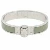 Hermes Green Enamel Palladium Plated Charniere Uni Narrow Hinged Bracelet For Women -Deals Hermes Store luxury women hermes used accessories p585442 007