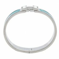 Hermes Blue Enamel Palladium Plated Clic H Bracelet For Women -Deals Hermes Store luxury women hermes used accessories p585550 004