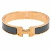Hermes Grey Enamel Gold Plated Clic H Bracelet For Women -Deals Hermes Store luxury women hermes used accessories p585554 006
