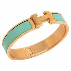 Hermes Blue Enamel Gold Plated Clic H Bracelet For Women 12 Hermes Blue Enamel Gold Plated Clic H Bracelet For Women -Deals Hermes Store luxury women hermes used accessories p585555 001