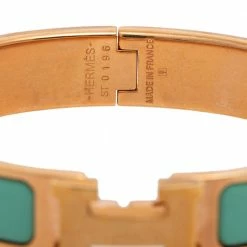 Hermes Blue Enamel Gold Plated Clic H Bracelet For Women 16 Hermes Blue Enamel Gold Plated Clic H Bracelet For Women -Deals Hermes Store luxury women hermes used accessories p585555 005