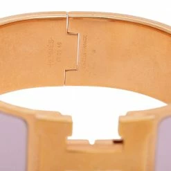 Hermes Pink Enamel Gold Plated Clic Clac H Bracelet For Women -Deals Hermes Store luxury women hermes used accessories p585556 004