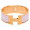 Hermes Pink Enamel Gold Plated Clic Clac H Bracelet For Women 1 Hermes Pink Enamel Gold Plated Clic Clac H Bracelet For Women -Deals Hermes Store luxury women hermes used accessories p585556 007
