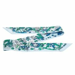 Hermes Blue Printed Silk Twilly For Women