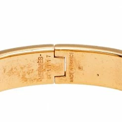 Hermes Hermès Clic H Cream Enamel Rose Gold Plated Narrow Bracelet For Women -Deals Hermes Store luxury women hermes used accessories p586178 005