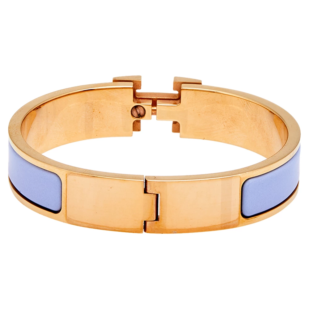 Hermes Hermès Clic H Lilac Enamel Rose Gold Plated Narrow Bracelet For Women 8 Hermes Hermès Clic H Lilac Enamel Rose Gold Plated Narrow Bracelet For Women - Image 6