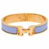 Hermes Hermès Clic H Lilac Enamel Rose Gold Plated Narrow Bracelet For Women -Deals Hermes Store luxury women hermes used accessories p586201 008