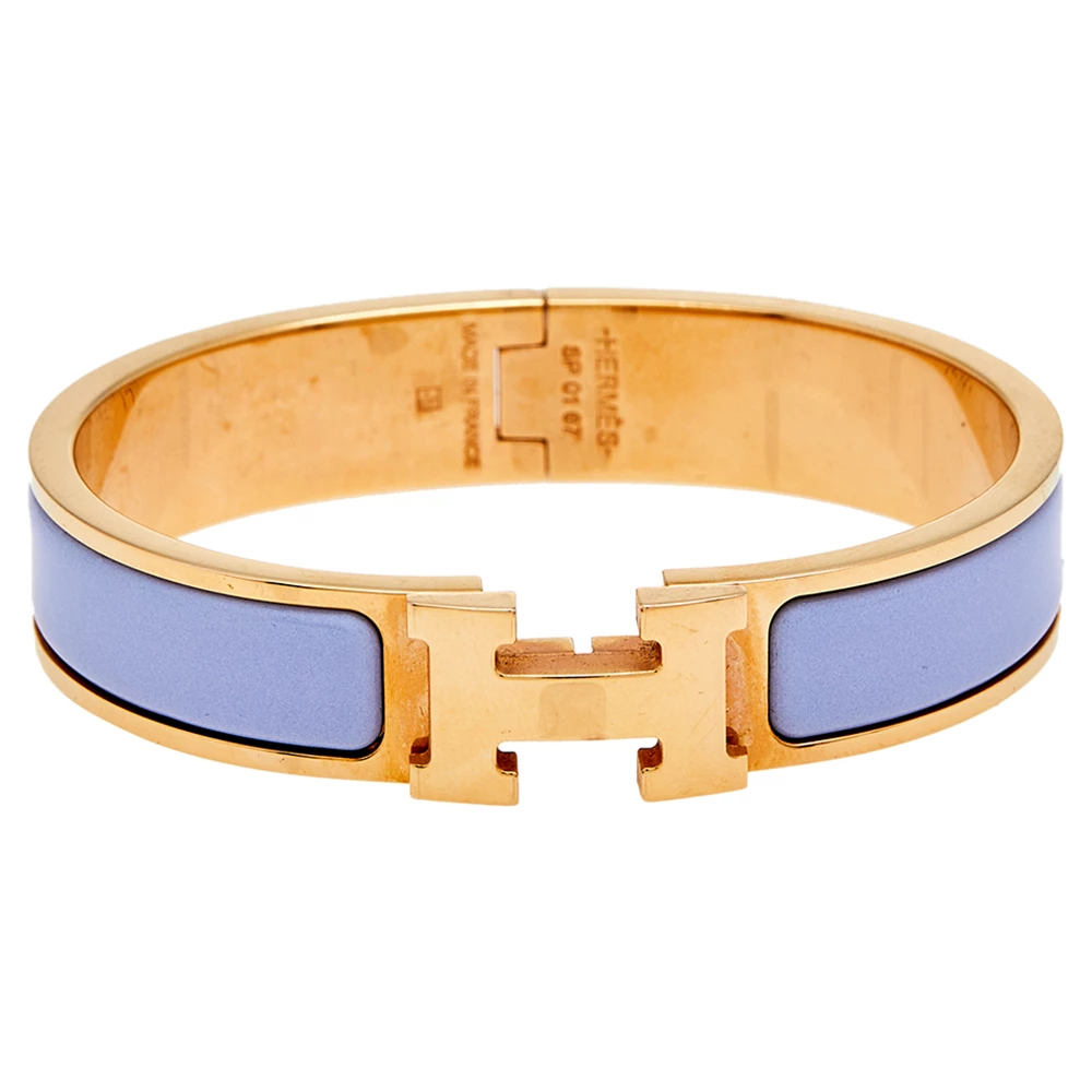 Hermes Hermès Clic H Lilac Enamel Rose Gold Plated Narrow Bracelet For Women 3 Hermes Hermès Clic H Lilac Enamel Rose Gold Plated Narrow Bracelet For Women