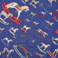 Hermes Hermès Blue Raconte Moi Le Cheval Silk Gavroche Scarf For Women -Deals Hermes Store luxury women hermes used accessories p586324 1643963451 006