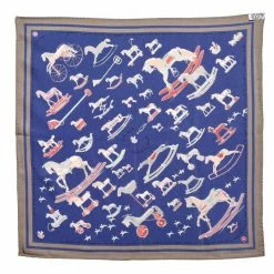 Hermes Hermès Blue Raconte Moi Le Cheval Silk Gavroche Scarf For Women -Deals Hermes Store luxury women hermes used accessories p586324 1643963456 007