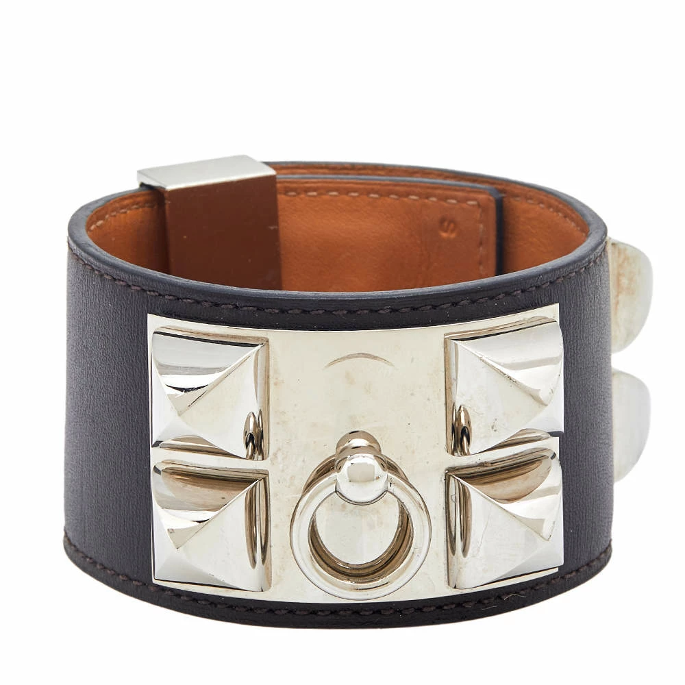 Hermes Hermès Collier De Chien Dark Brown Leather Cuff Bracelet S For Women 3 Hermes Hermès Collier De Chien Dark Brown Leather Cuff Bracelet S For Women