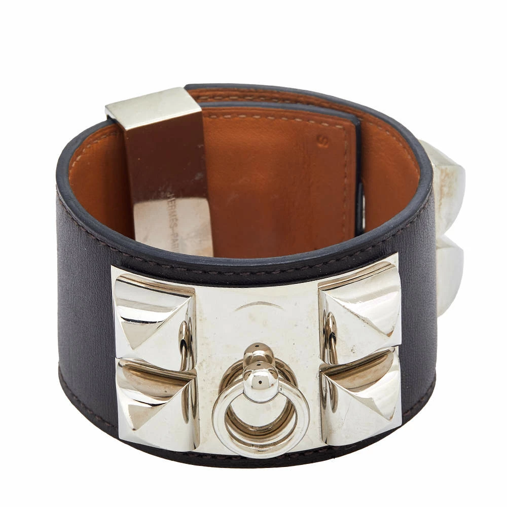 Hermes Hermès Collier De Chien Dark Brown Leather Cuff Bracelet S For Women 7 Hermes Hermès Collier De Chien Dark Brown Leather Cuff Bracelet S For Women - Image 5