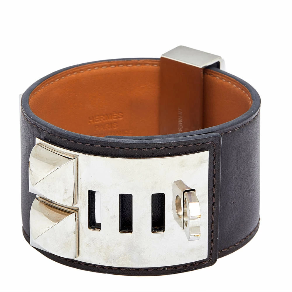 Hermes Hermès Collier De Chien Dark Brown Leather Cuff Bracelet S For Women 8 Hermes Hermès Collier De Chien Dark Brown Leather Cuff Bracelet S For Women - Image 6