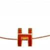 Hermes Hermès Rose Gold Plated Omega Chain Orange Lacquer Pop H Pendant Necklace For Women -Deals Hermes Store luxury women hermes used accessories p589436 002