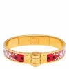 Hermes Red Eperon D'or Bandana Rouge Enamel Gold Plated Hinged Bracelet For Women 2 Hermes Red Eperon D'or Bandana Rouge Enamel Gold Plated Hinged Bracelet For Women -Deals Hermes Store luxury women hermes used accessories p589609 006