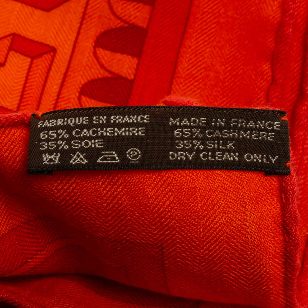 Hermes Hermès Orange Le Fil D'Ariane Cashmere Silk Shawl For Women 8 Hermes Hermès Orange Le Fil D'Ariane Cashmere Silk Shawl For Women - Image 6
