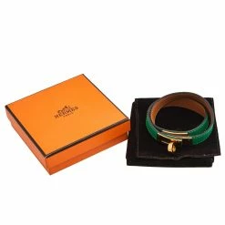 Hermes Green Leather Gold Plated Kelly Double Tour Bracelet For Women 15 Hermes Green Leather Gold Plated Kelly Double Tour Bracelet For Women -Deals Hermes Store luxury women hermes used accessories p591541 001